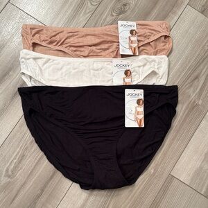 NEW Jockey Women's French Cut Panties Trio - Black, White, Tan